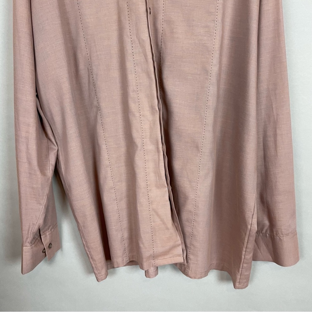 Vintage Shirt Men Embroidery 2X Tall Long Sleeve Mauve Button-Up Pointed Collar - Picture 5 of 11